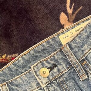 Rag & Bone Indigo Denim Pants - LORI MID-RISE WIDE LEG